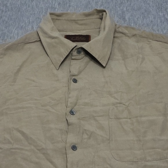 Tasso Elba Other - Tasso Elba Mens XL Beige Silk Linen Blend Luxury Camp Resort Shirt Pocket